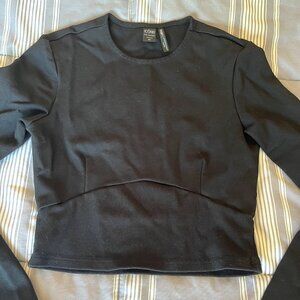 Simons black long sleeve crop top